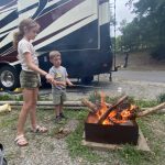 roasting marshmallows at campground