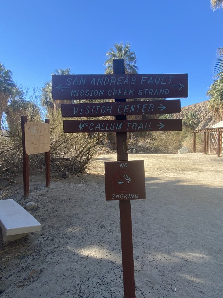 san andreas fault marker at Thousand Palms Oasis