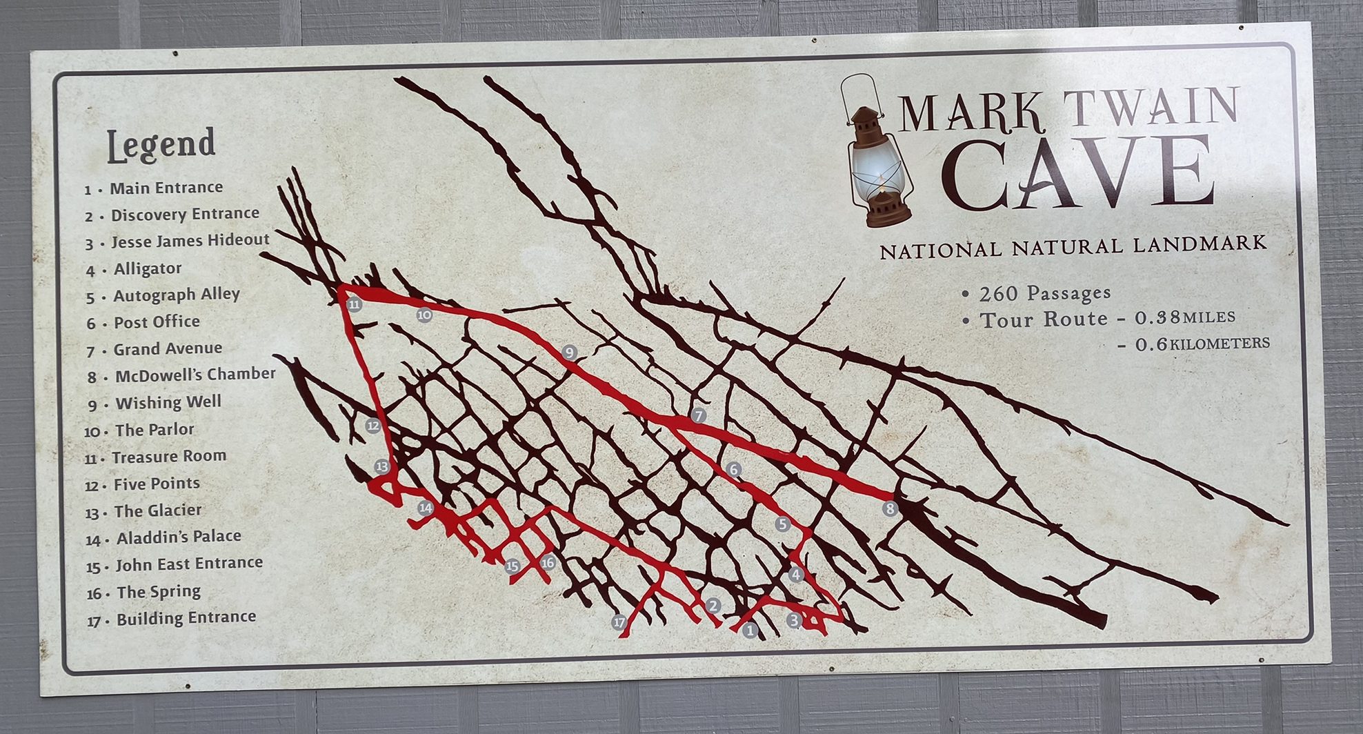 map of Mark Twain's Cave