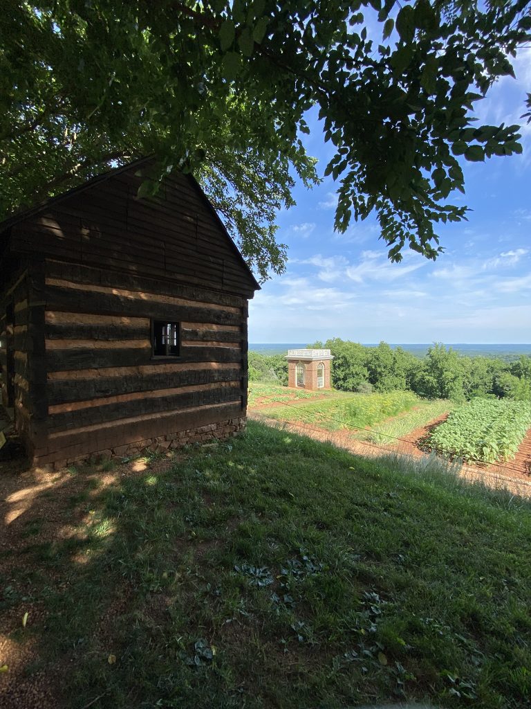 slave cabin and garden pavillion at Monticello