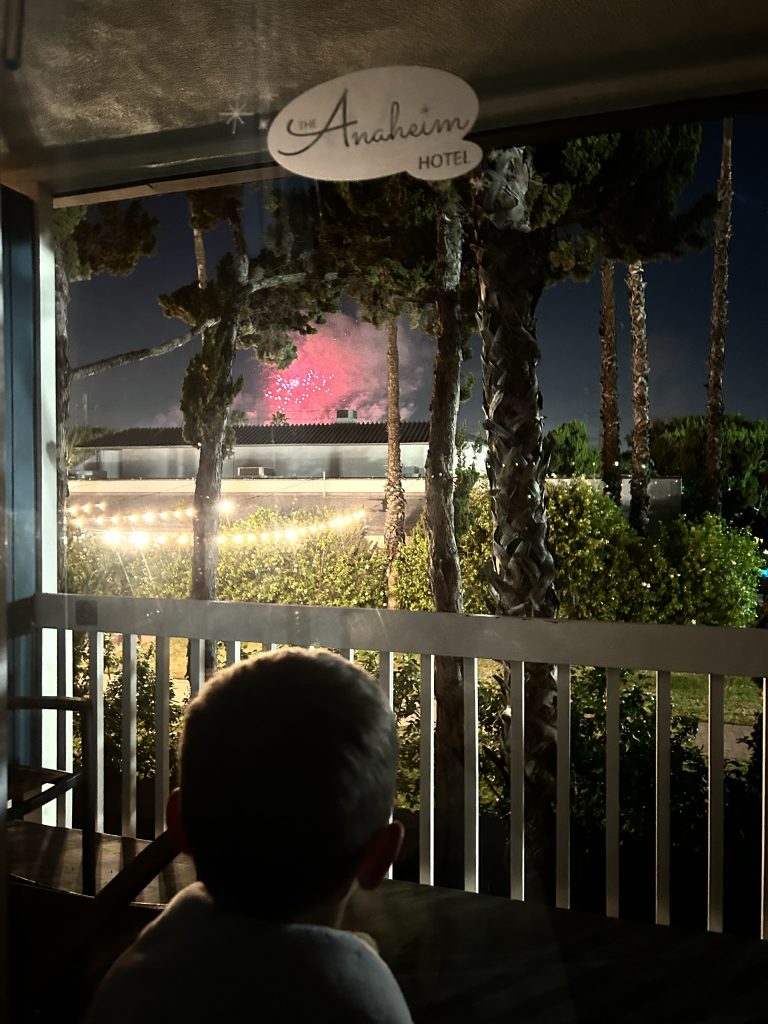 disneyland fireworks from Anaheim motel