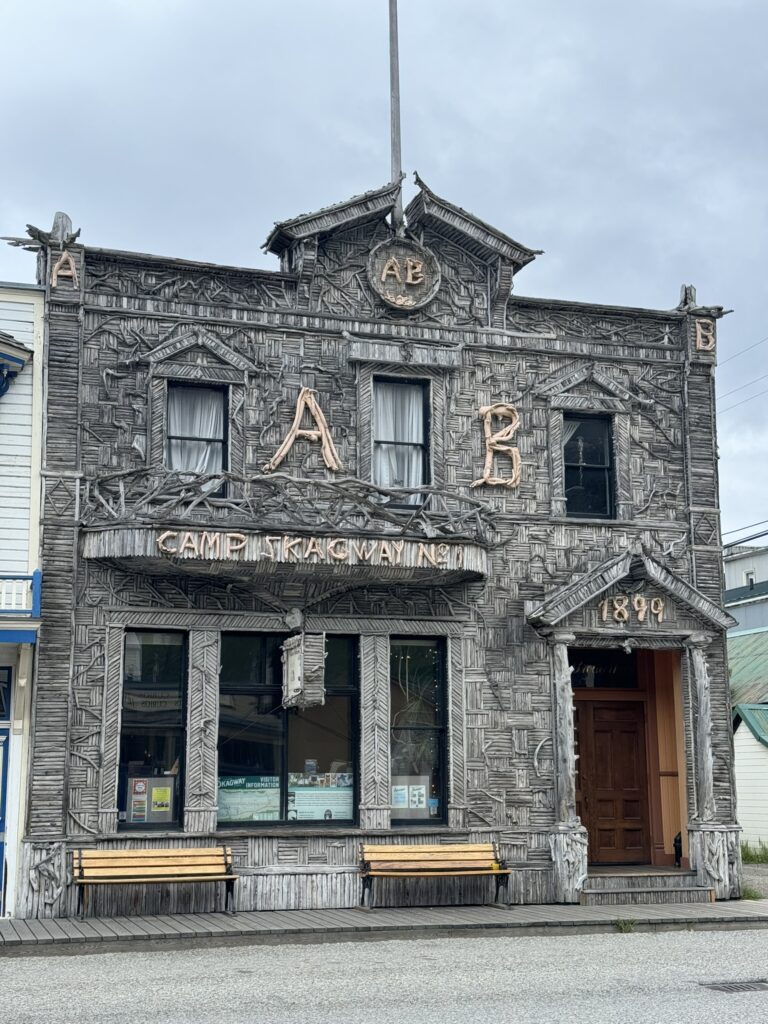 Driftwood adorns Arctic Brotherhood building in Skagway