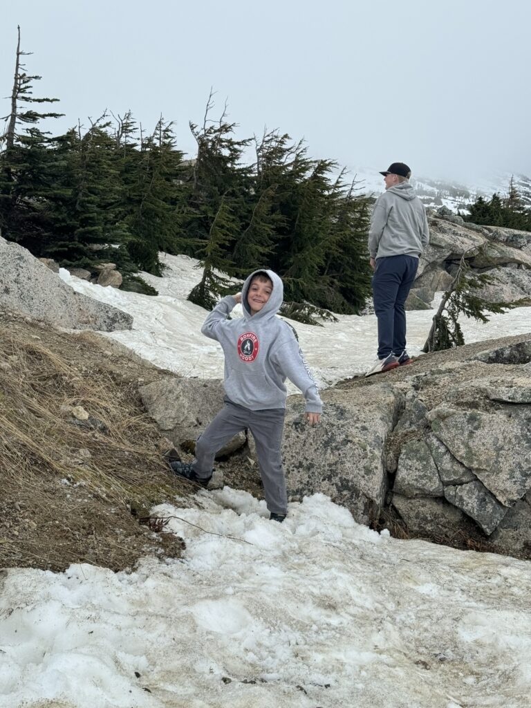 boy throws snowball