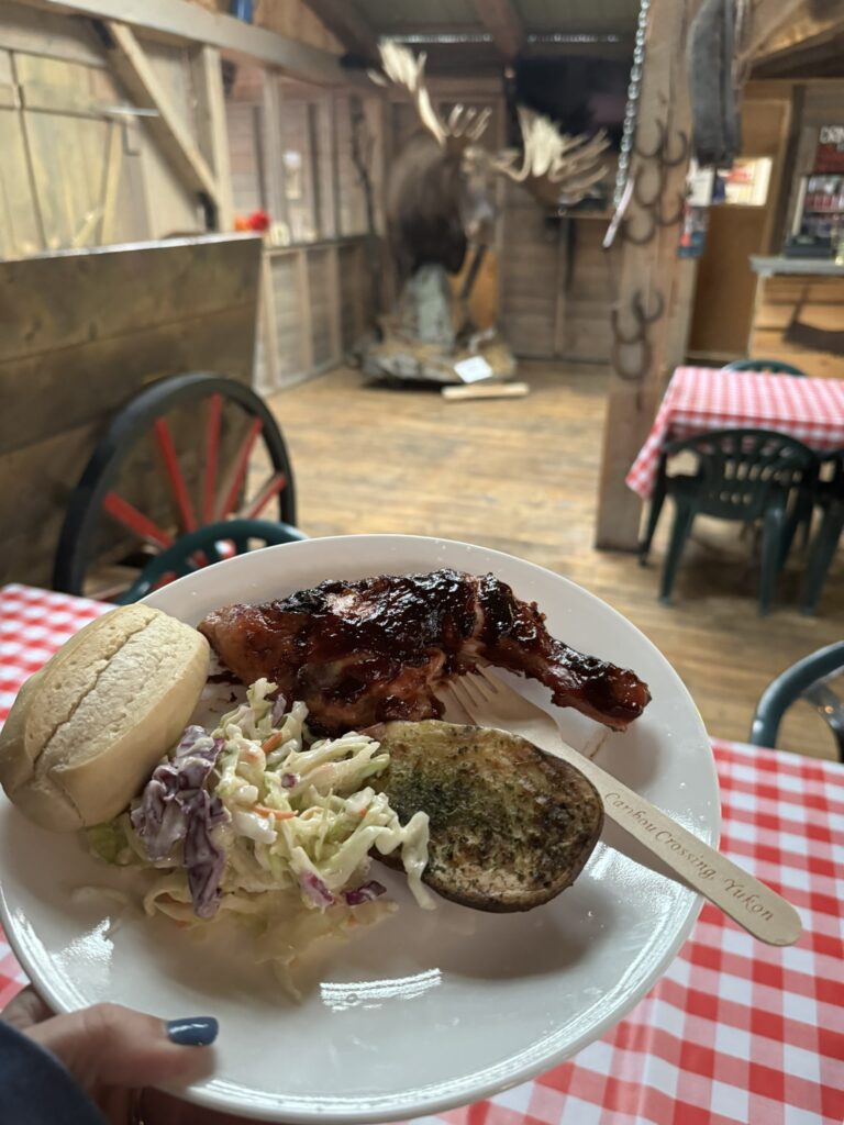 chicken dinner at Caribou Trading post